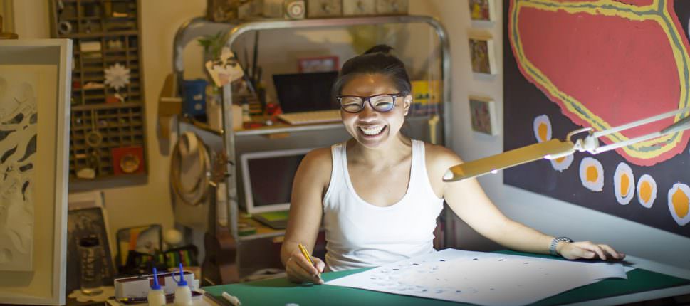 Jacky Cheng in her studio in Broome, Australia