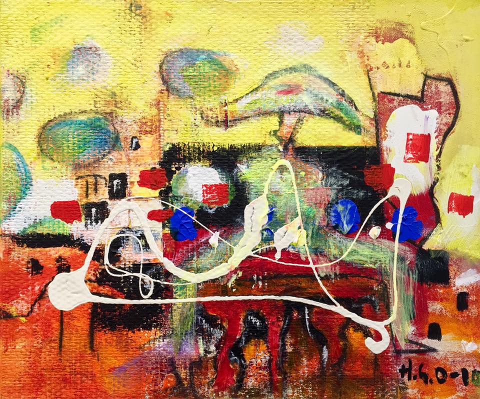 Hilde Gustava, Funky Morning - Let`s Forget the Search for the Right Symbols!, 2015, Acrylic on Canvas, 15.5" x 19.5"