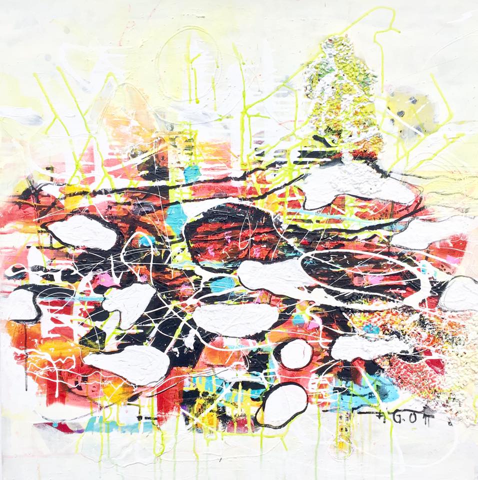 Hilde Gustava, Searching for the Right Symbols 123, 2015, Acrylic on Canvas, 39.5" x 39.5"